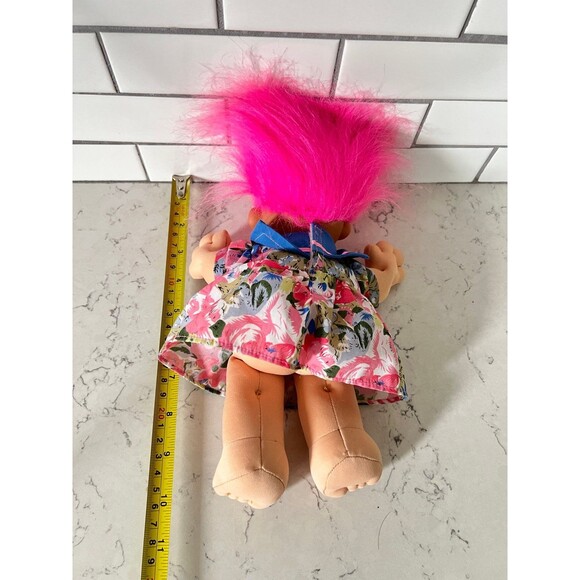Troll Kidz In Dress Vintage Russ Plush Toy 12” Tall RARE Bright Blue Eyes - Picture 2 of 5
